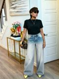 Women Washed Gradient Denim Pants