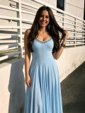 Women Summer Diamond Chain U-Neck Wide Strap Dress