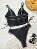 Women Black Bikini One-Piece Swimsuit