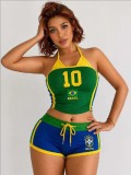 Women Jersey Color Block Two-Piece Set