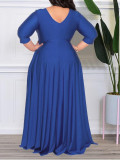 Plus Size Women V-Neck Maxi Dress