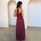 Women Summer Elegant Sexy Halter Neck Backless Fishtail Dress