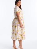 Women Spring Autumn Printed Short Sleeve Floral Dress