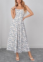 Women Printed Holiday Backless Lace-Up Floral Maxi Strap Dress Women Printed Holiday Backless Lace-Up Floral Maxi Strap Dress