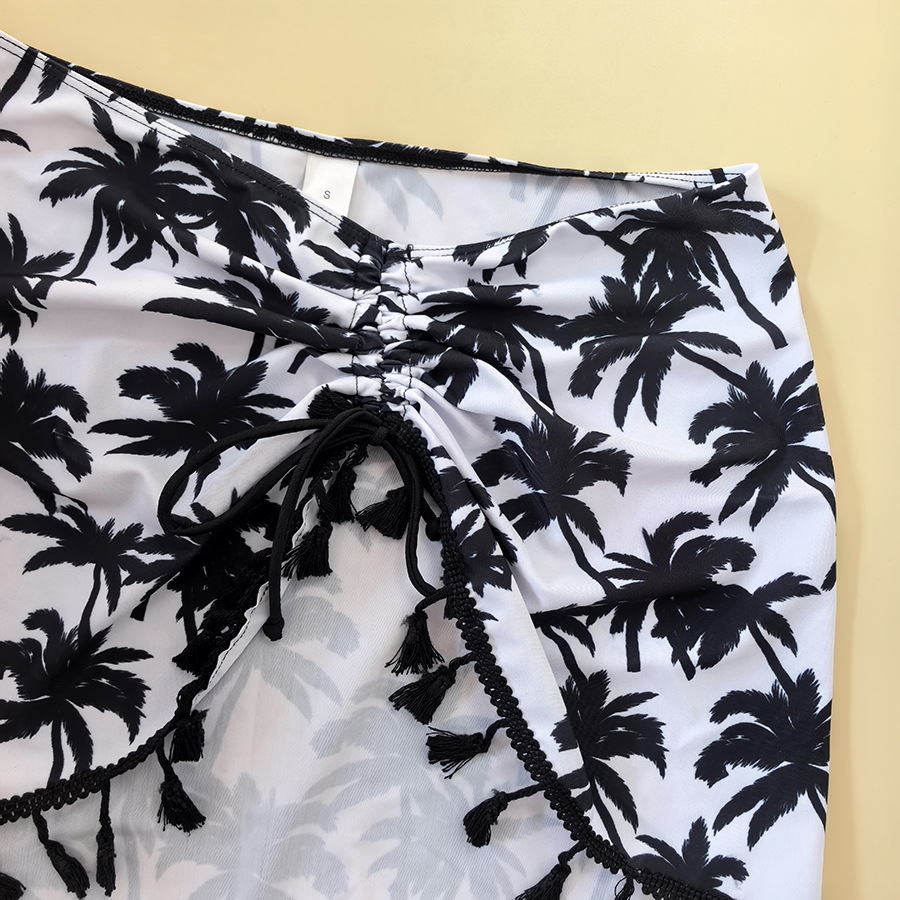 Coconut Tree Tassel Drawstring Bikini & Beach Skirt Set