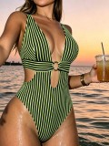 Women Stripe One-Piece Swimsuit