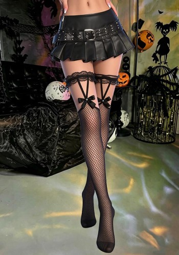 Women Hollow Out Lace Stockings Black Thigh High Sexy Rhinestone Fishnet Stockings