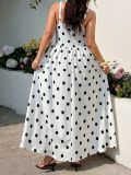 Women Summer Sleeveless Printed Polka Dot Sexy Spaghetti Strap Dress