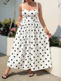 Women Summer Sleeveless Printed Polka Dot Sexy Spaghetti Strap Dress