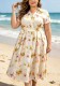 Women Spring Autumn Printed Short Sleeve Floral Dress