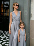 Family Wear Women Girls Sleeveless Dress