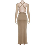 Women Summer Sexy Hollow Out Backless Dress