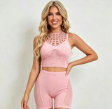Women Hollow Out Sexy Top and Short Lingerie Two-Piece Set
