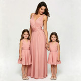 Family Wear Women Girls Sleeveless Dress