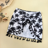 Women Sexy Bikini Beach Skirt Coconut Tree Tassel Drawstring Swimsuit