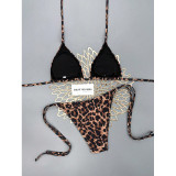Women Leopard Print Sexy Bikini Plaid Printed Beach Two-Piece Swimsuit