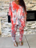 Plus Size Women Bat Sleeve Top and Long Pants Two-Piece Set