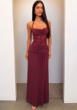 Women Summer Elegant Sexy Halter Neck Backless Fishtail Dress