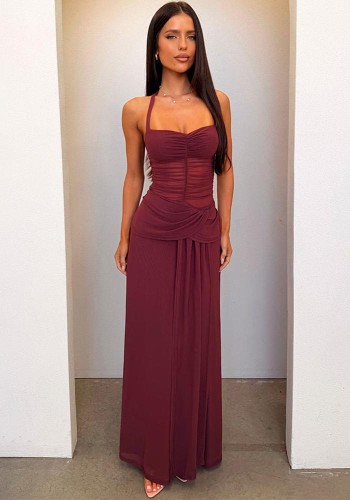 Women Summer Elegant Sexy Halter Neck Backless Fishtail Dress