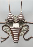 Women Stripe Halter Neck Sexy Bikini Beach Holiday Two-Piece Swimsuit
