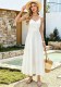 Women Summer French Spaghetti Strap Beach Holiday Maxi Dress