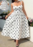 Women Summer Sleeveless Printed Polka Dot Sexy Spaghetti Strap Dress