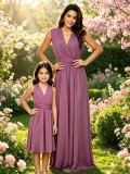 Family Wear Women Girls Sleeveless Dress