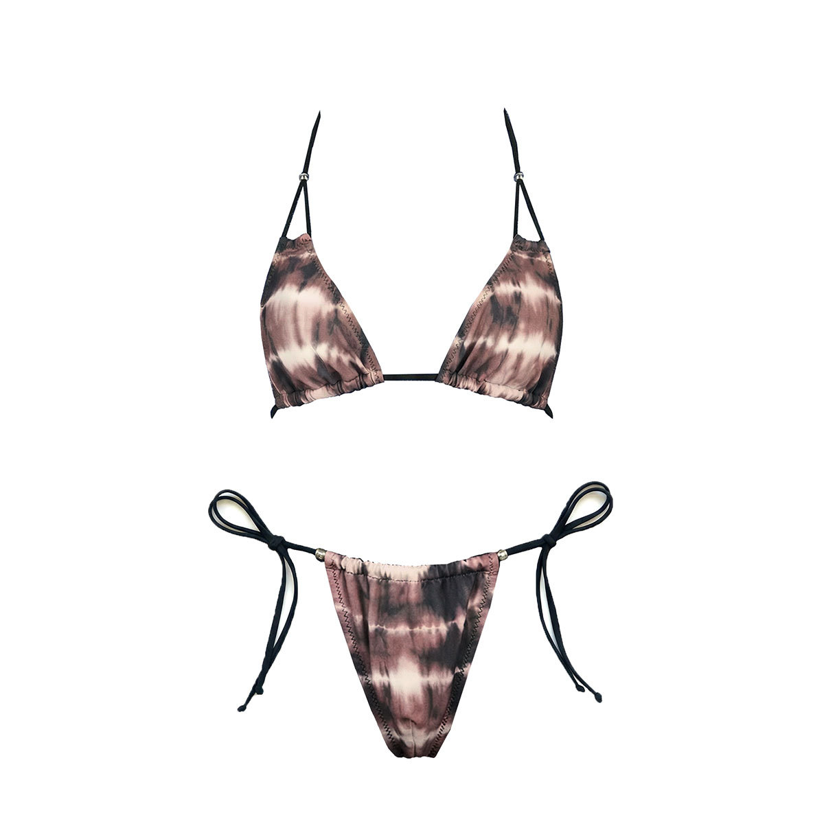 Gradient Printed Lace-Up Backless Two-Piece Bikini Swimsuit
