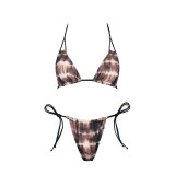 Women Bikini Sexy Backless Lace-Up Gradient Printed Two-Piece Swimsuit