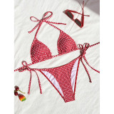 Women Leopard Print Sexy Bikini Plaid Printed Beach Two-Piece Swimsuit