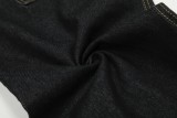Women Color Block Topstitching Cargo Denim Pants