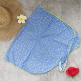 Women Strapless Bikini Lace-Up Printed Swimsuit Two-Piece Set