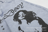 Women Graffiti Printed Denim Capri Pants