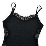 Women Sexy Lace Patchwork Backless Jumpsuit