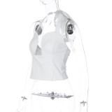 Women Hollow Out Bandeau Underwire Halter Neck Top