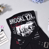 Women Summer Printed Patchwork Strapless Jumpsuit