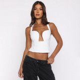 Women Hollow Out Bandeau Underwire Halter Neck Top