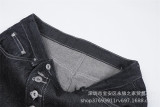 Women Asymmetric Placket Color Block Topstitching Denim Pants