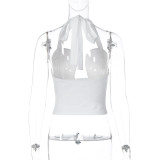 Women Hollow Out Bandeau Underwire Halter Neck Top