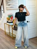 Women Washed Gradient Denim Pants