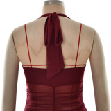 Women Summer Elegant Sexy Halter Neck Backless Fishtail Dress