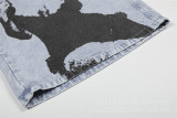 Women Graffiti Printed Denim Capri Pants