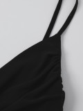 Women Holiday Mesh Sexy V-Neck Backless Strap Dress