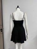 Women Holiday Mesh Sexy V-Neck Backless Strap Dress