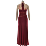Women Summer Elegant Sexy Halter Neck Backless Fishtail Dress