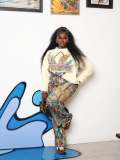 Women Palette Oil Painted Denim Pants