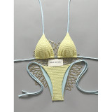 Women Stripe Halter Neck Sexy Bikini Beach Holiday Two-Piece Swimsuit