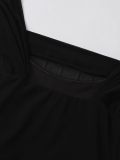 Women Summer Spaghetti Strap Off Shoulder Mesh Fishbone Maxi Dress