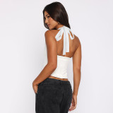 Women Hollow Out Bandeau Underwire Halter Neck Top