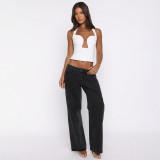 Women Hollow Out Bandeau Underwire Halter Neck Top